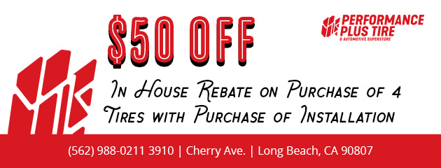 $50 off in house rebate on purchase of 4 tires